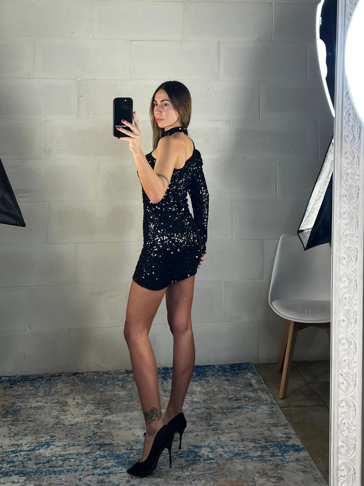 Dress monospalla paillettes