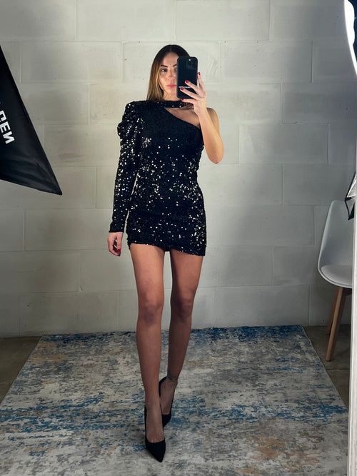 Dress monospalla paillettes