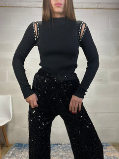 Pull lavorazione perline con aperture