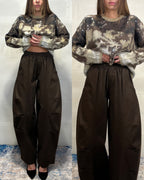 Pantalone baggy testa di moro con elastico in vita