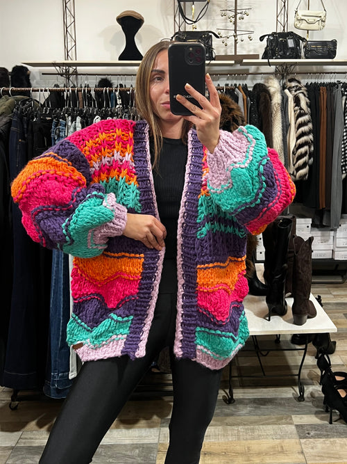 Cardigan top quality multicolor Hand Made