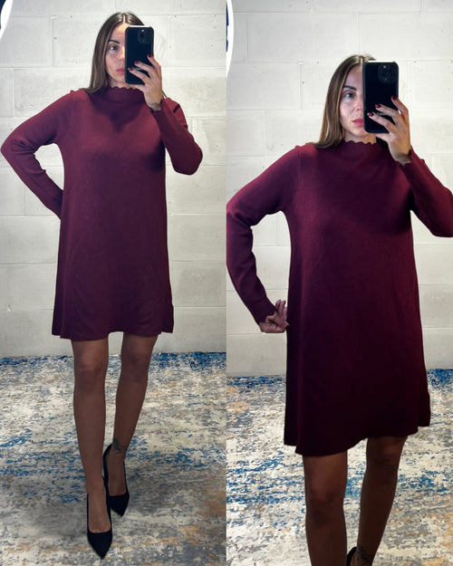 Angel dress simil lana rasata bordeaux