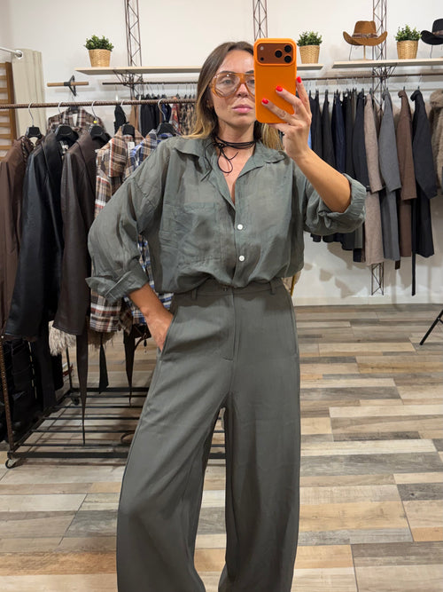 Pantalone sartoriale Dubai verde fumo
