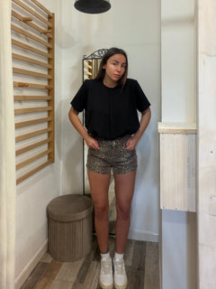 Short in denim animalier