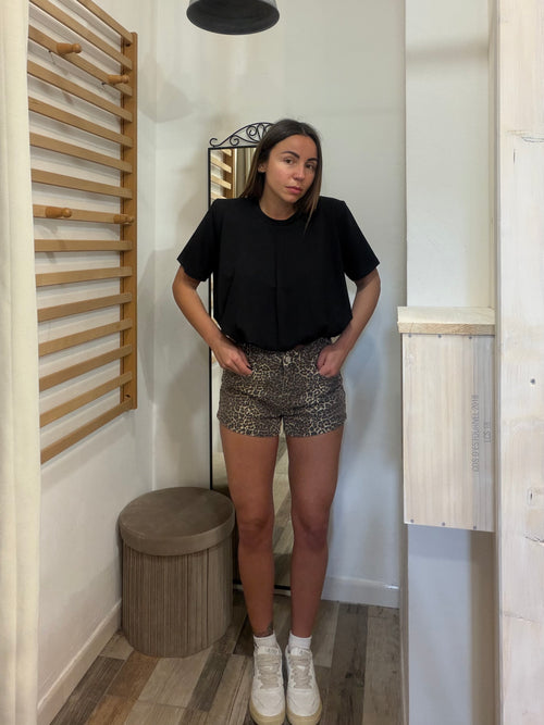 Short in denim animalier