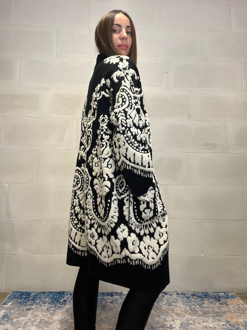 Cardigan Etnico lavorazione in spugna bianca