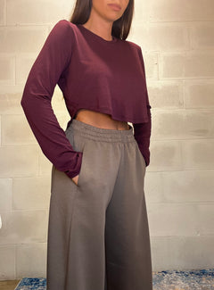 T-shirt crop bordeaux