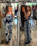 Coordinato satinato Jungle blu