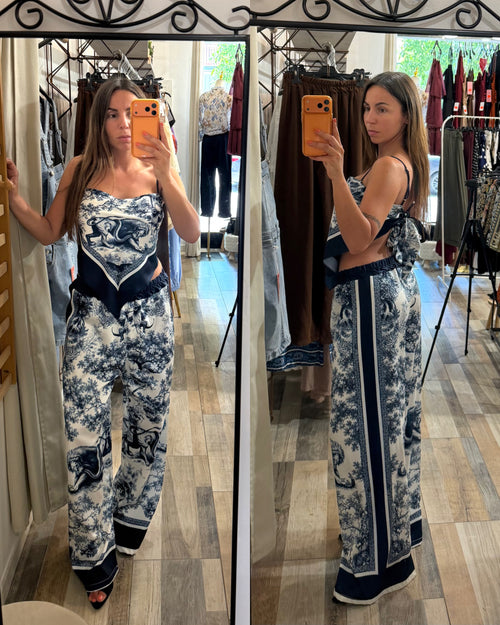 Coordinato satinato Jungle blu