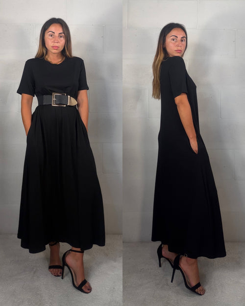 Maxi abito t-shirt in viscosa “per tutte le taglie” nero