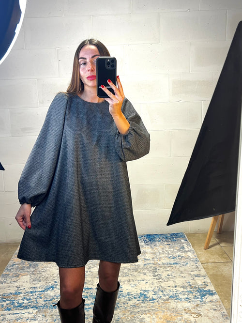 Abito ampio tartan ultra fitto