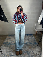 Denim chiaro portafoglio vita media