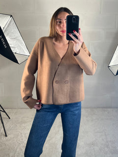Cardigan fatto a giacca camel