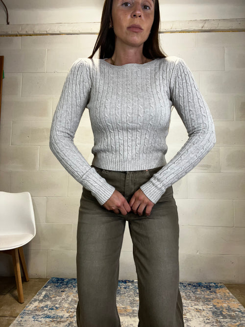 Pull lavorazione trecce beige