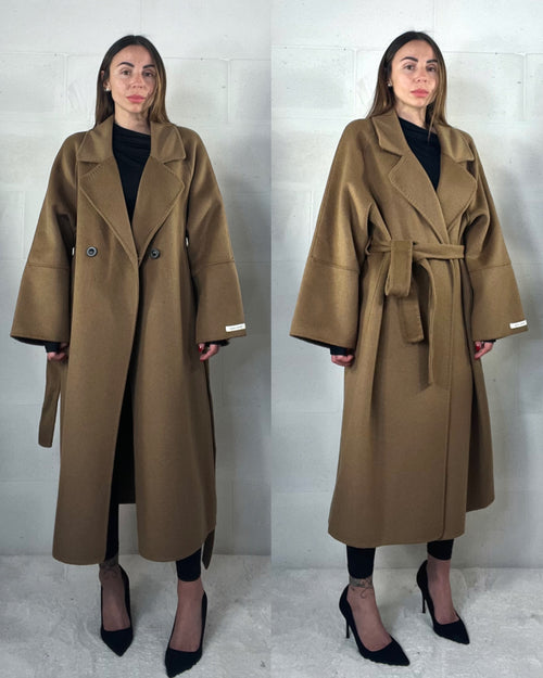 Cappotto over top quality HAND MADE 48% lana cammello