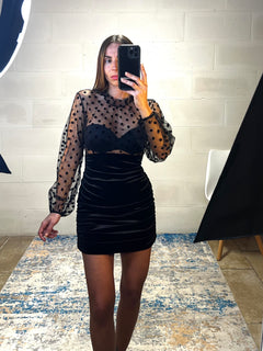 Mini dress in velluto/velato Paris