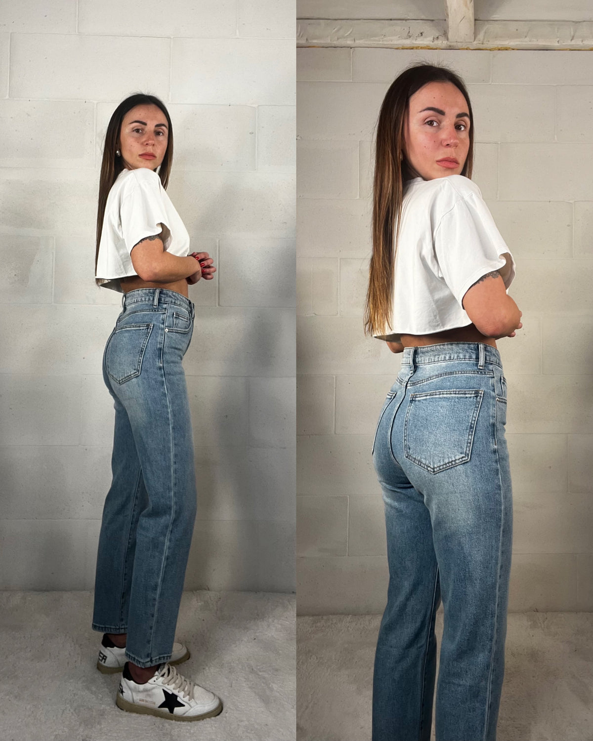 Denim 7/8 a sigaretta lavaggio medio Megan