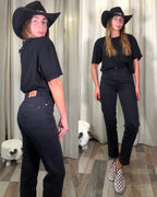Denim mom fit slim nero 7/8