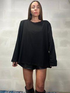 Maxi maglia spalline imbottite nera