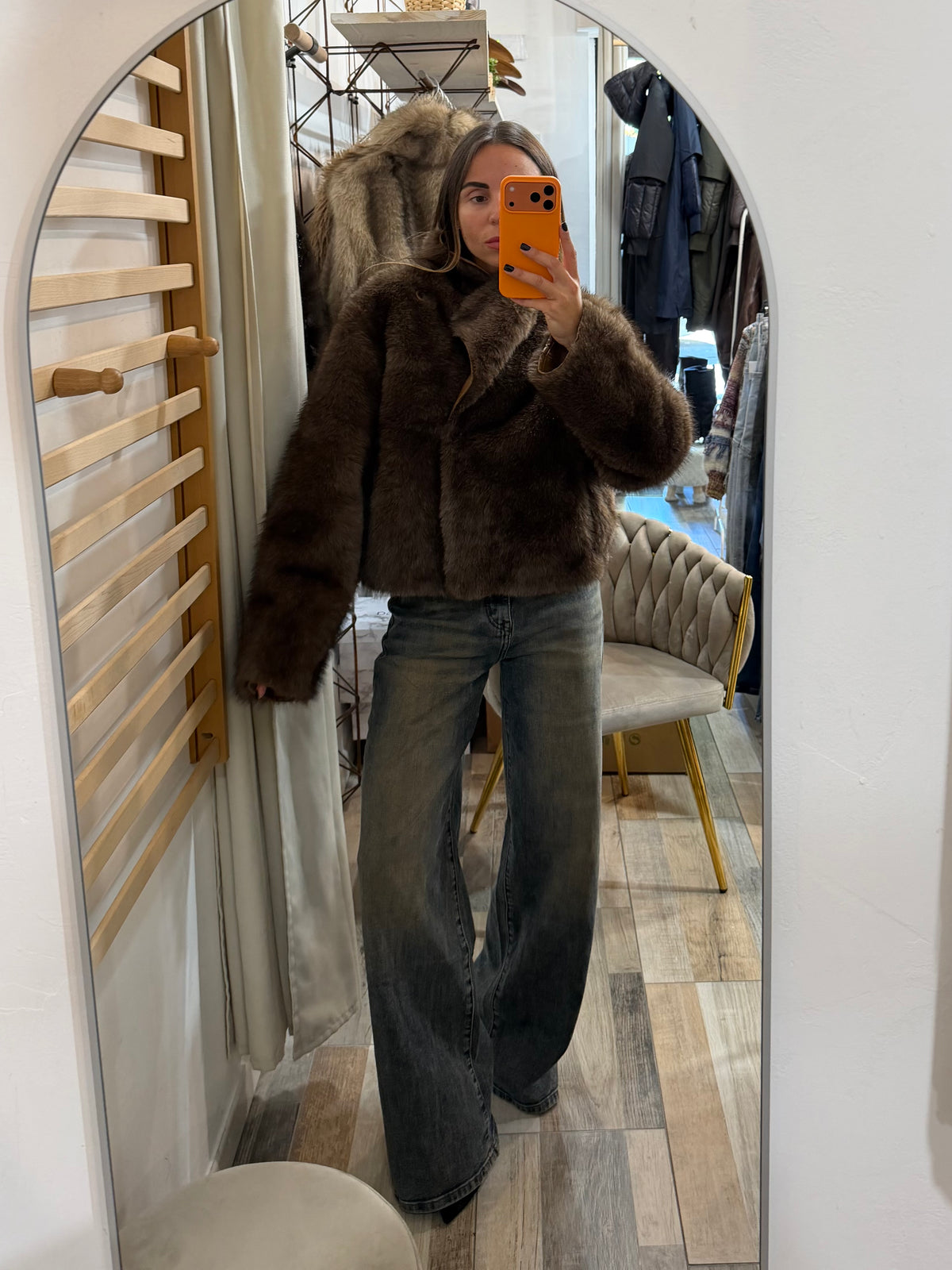 Montone ecopelle/ecofour double-face camel