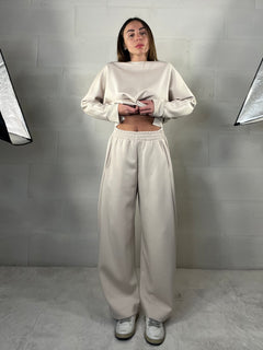 Completo tuta comfy chic baggy in neoprene panna