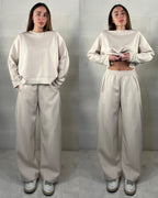 Completo tuta comfy chic baggy in neoprene panna