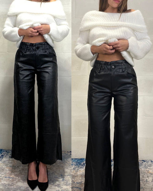 Pantalone in ecopelle a caramella