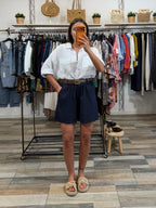 Pantaloncino comodo in 97% cotone blu