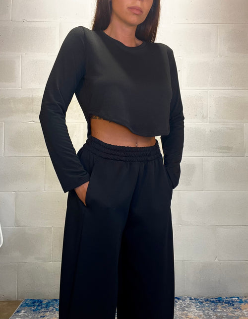 T-shirt crop nera