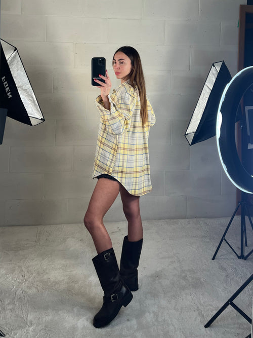 Camicetta in flanella tartan gialla