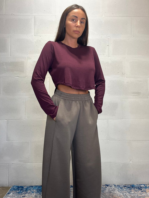 T-shirt crop bordeaux