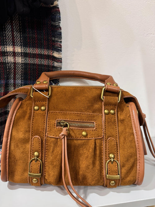 Bale mini bag con tracolla scamosciata camel (23x14,5 cm)