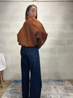 Giacca scamosciata Trend color ruggine foderata
