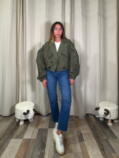 Bomber Trench verde militare foderato