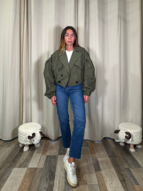 Bomber Trench verde militare foderato