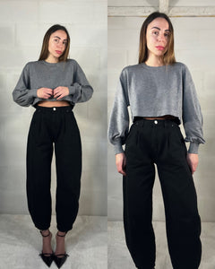 Denim baggy con pence nero