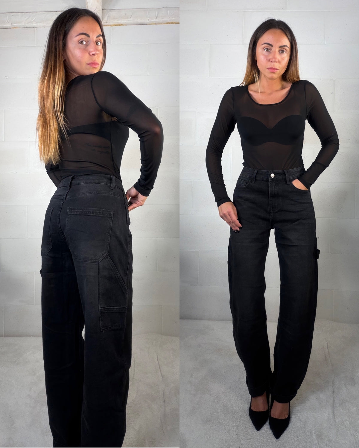 Denim nero baggy con tasconi Cars