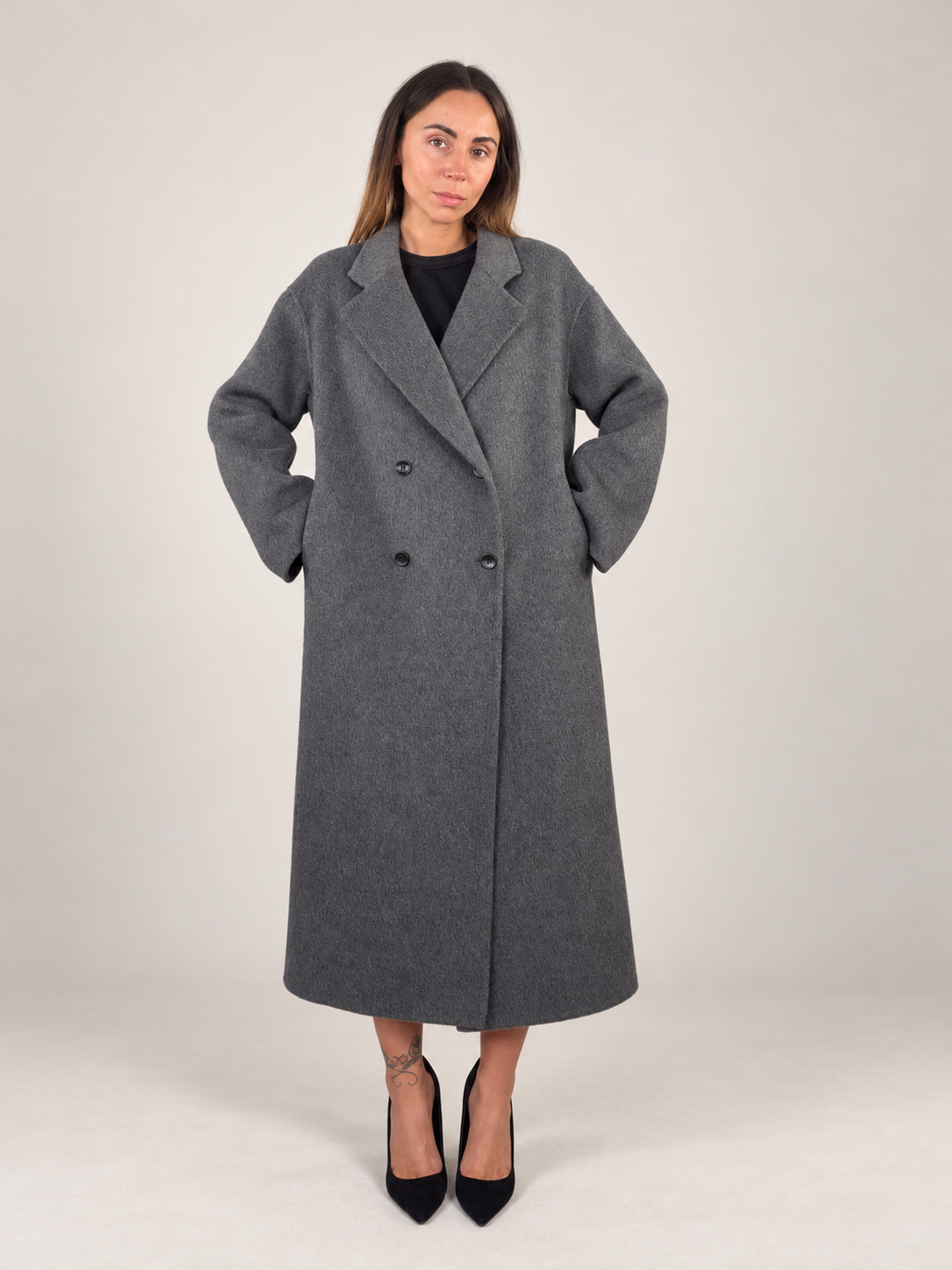 Cappotto in 70% lana grigio