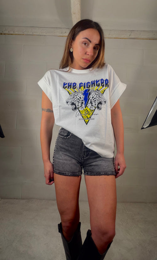 T-shirt Tigri blu/gialla 100% cotone