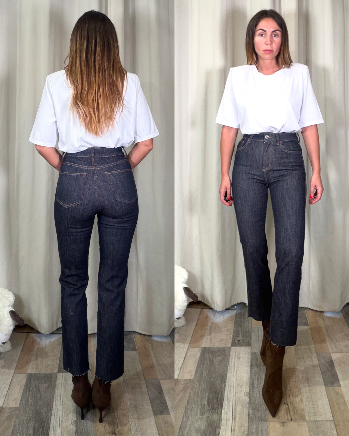 Denim gamba dritta 7/8 taglio vivo lavaggio ultra scuro lavaggio 0