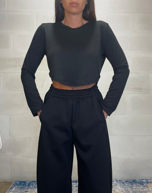 T-shirt crop nera