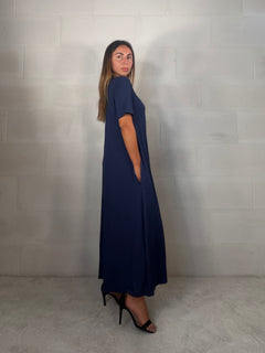 Maxi abito t-shirt in viscosa “per tutte le taglie” blu