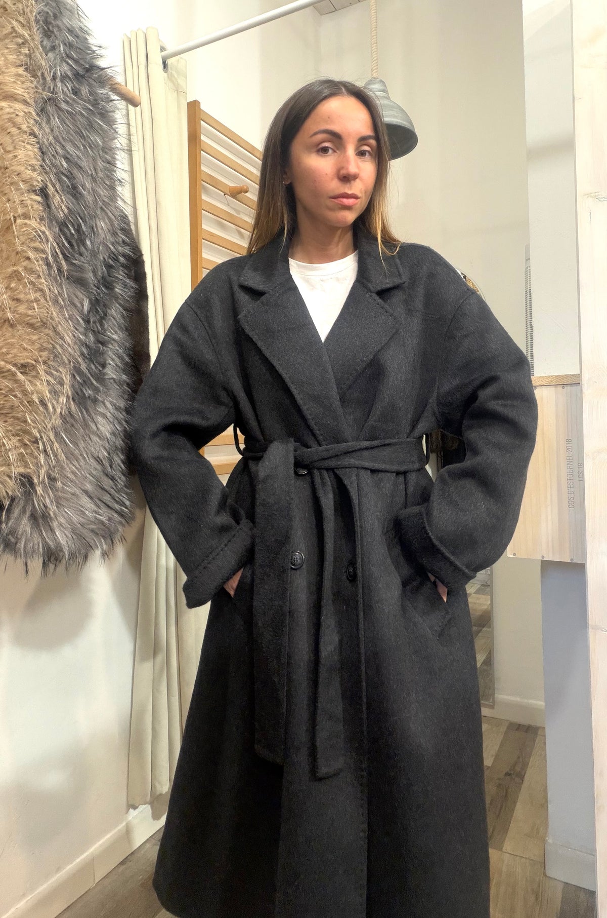 Cappotto oversize in 50% lana nero