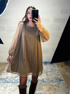 Abito ampio velato nude con pois