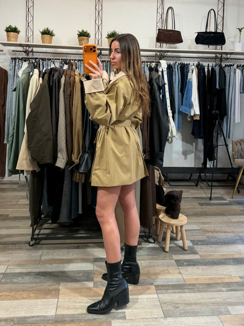 Trench mezza lunghezza bicolor  beige
