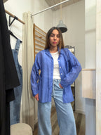 Camicia over in tencel blu