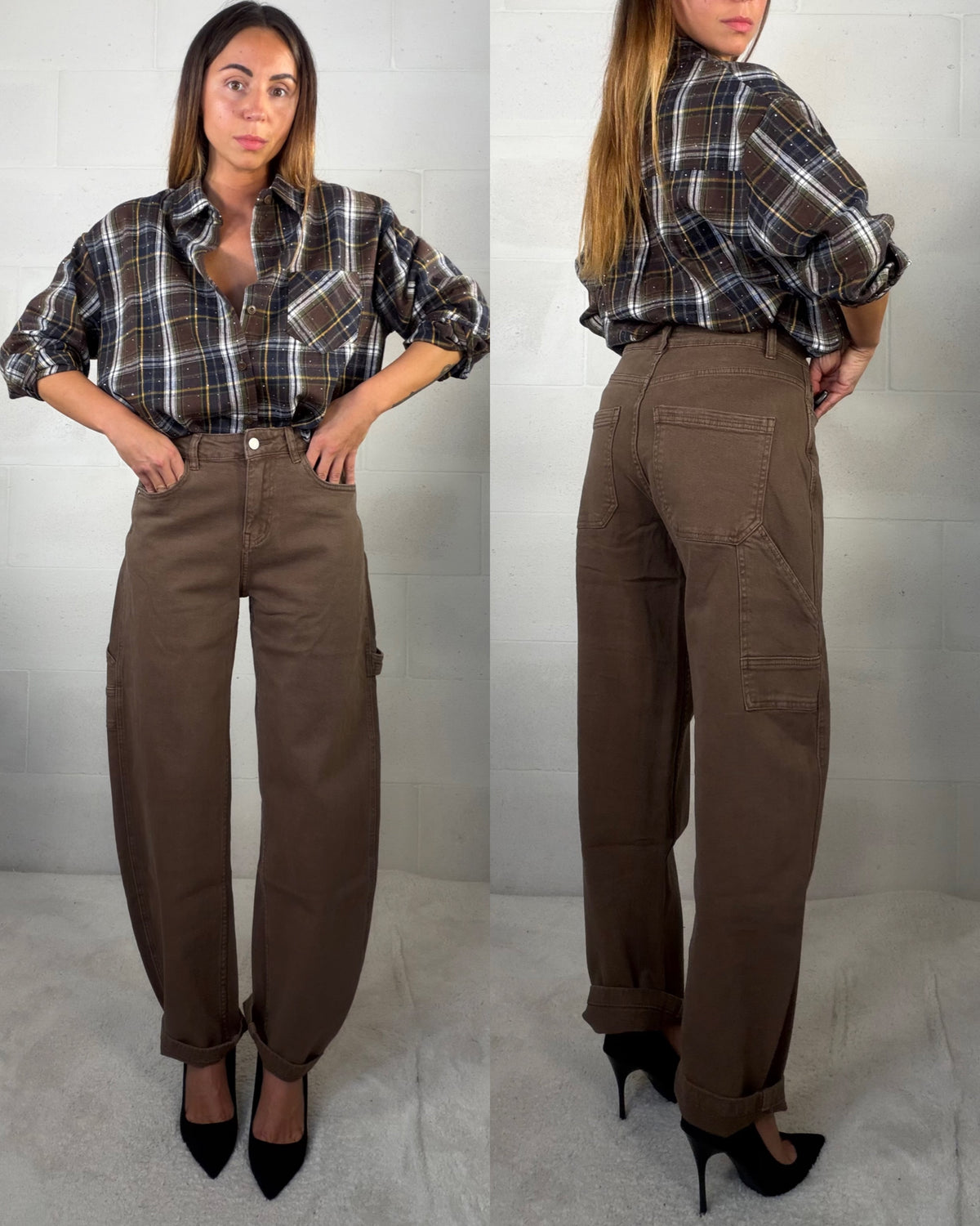 Denim marrone baggy con tasconi Cars
