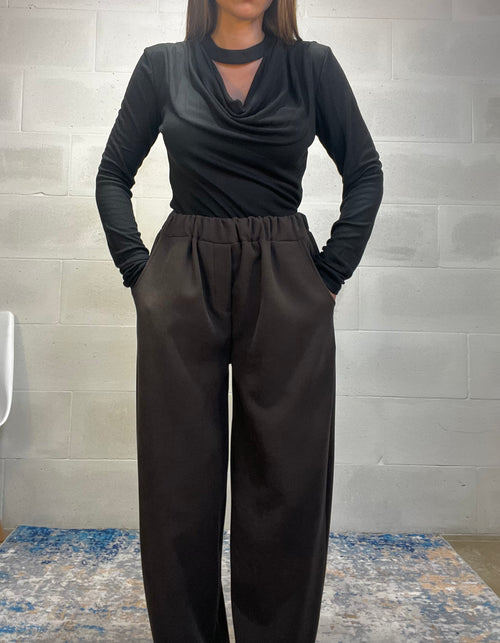 Pantalone baggy in velluto marrone