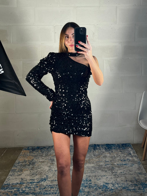 Dress monospalla paillettes