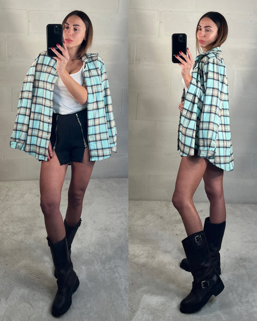 Camicetta in flanella tartan tiffany